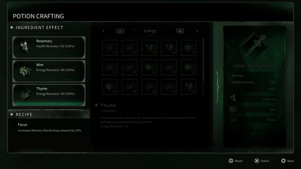 Thymesia Potion Recipe Guide » Infinite Start