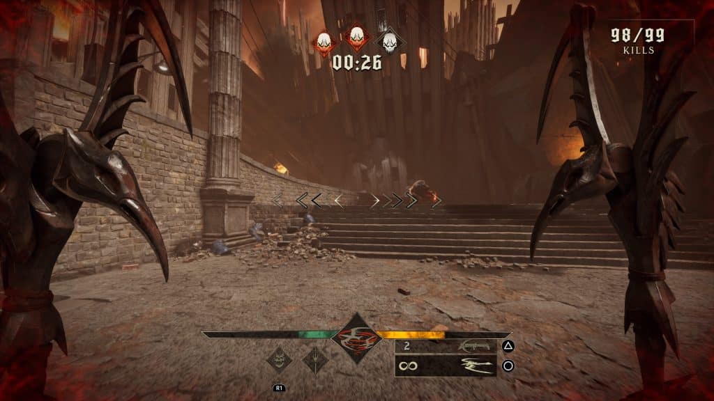 It's a rhythm FPS about a girl who lost her voice, since she loved to sing, and killing demons so she can reclaim it. 1