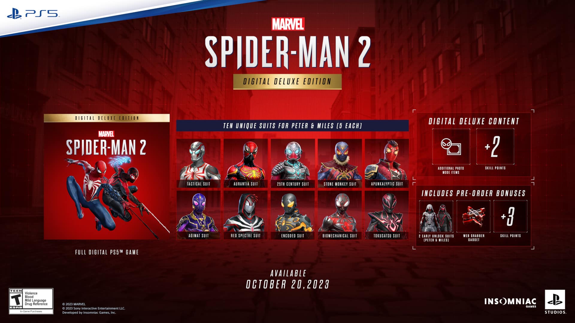 Insomniac Games Confirms Marvel's Spider-Man 2 Digital Deluxe Edition Skins are Not Unlockable w32324